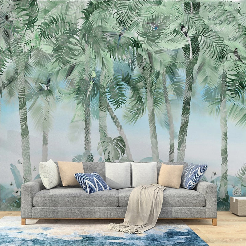 Tropical Wallpaper - Light Jungle in Watercolor Tones