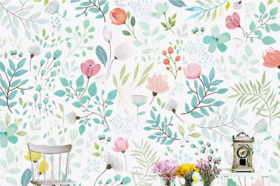 Floral Wallpaper - Enchanted Garden in Watercolor