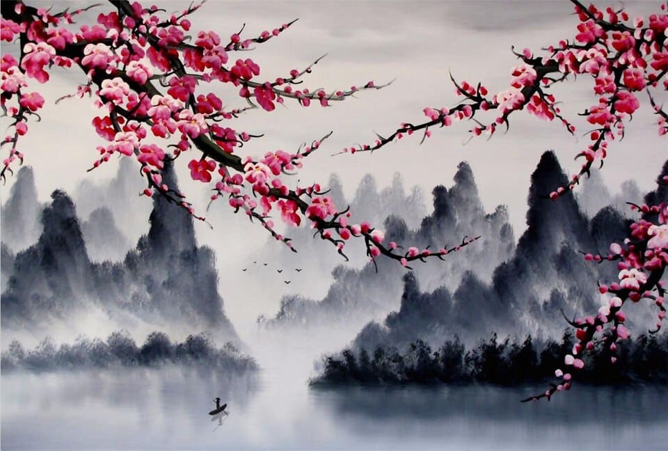 Japanese Wallpaper - Cherry Blossoms in Mist