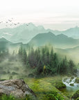 Landscape Wallpaper - Waterfall and Misty Mountains