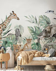 Papier Peint Enfant - Safari des Animaux Amicaux