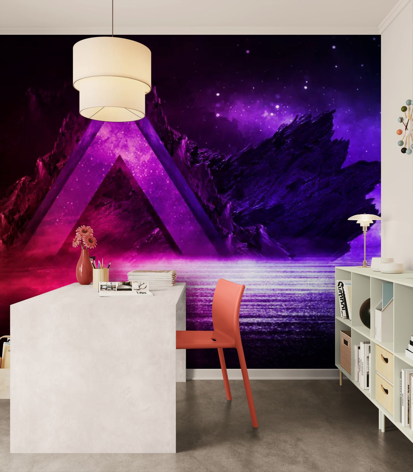 Papier Peint Synthwave - Aurores Digitales Violet & Cyan