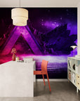 Papier Peint Synthwave - Aurores Digitales Violet & Cyan