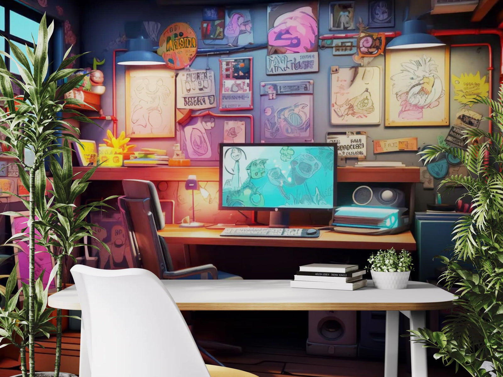 Papier Peint Artist Room - Atelier Créatif Graphique