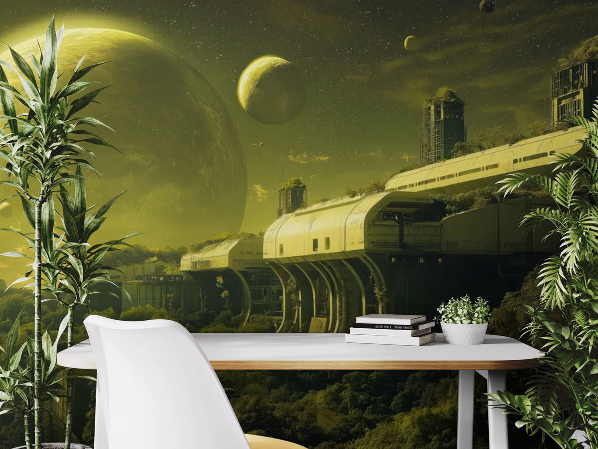 Science fiction-tapet – Rymdstation under två månar