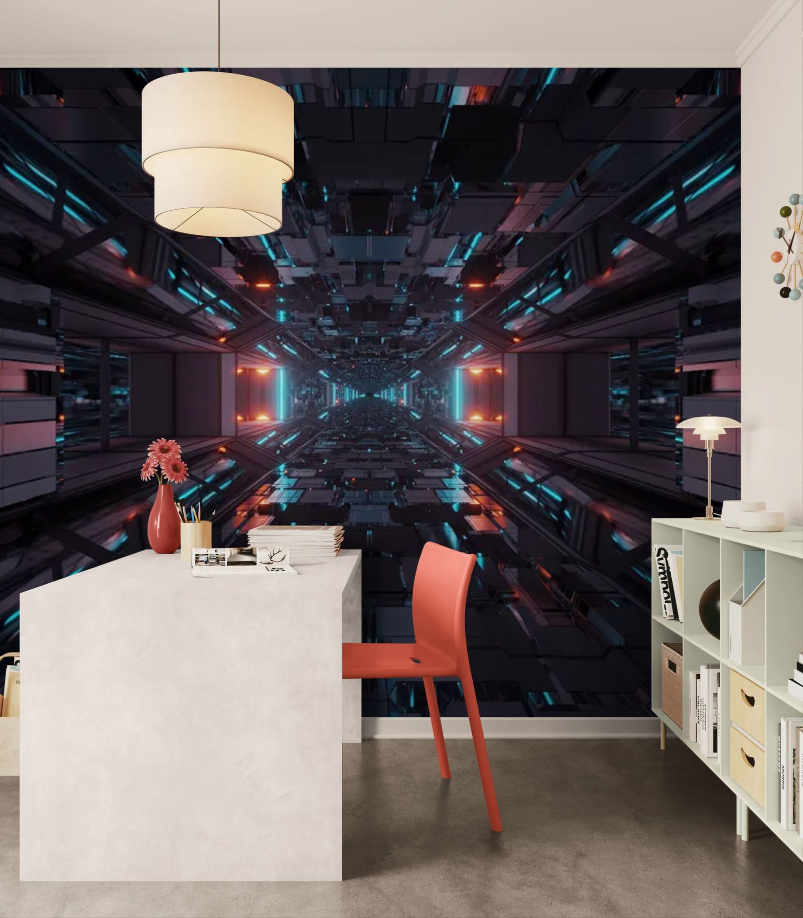 Papier Peint Futuriste - Tunnel Quantique Infinis