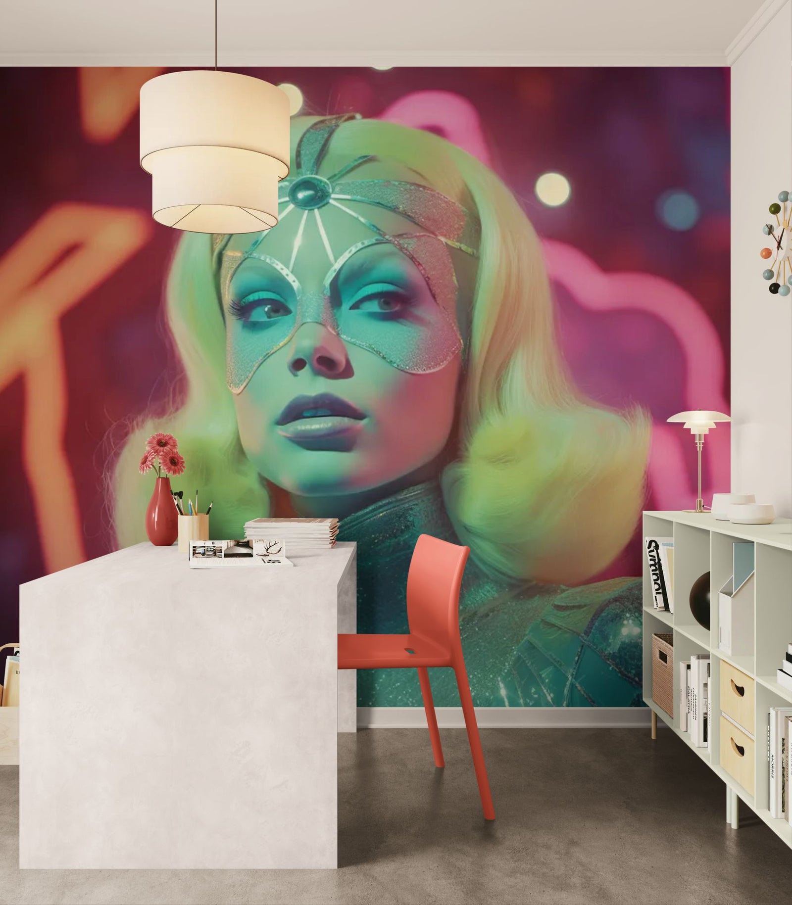 Papier Peint Néon Retro Futuriste - Impératrice Galactique