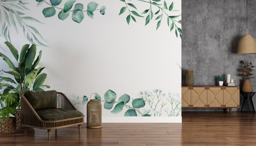 Floral wallpaper - watercolor eucalyptus garland