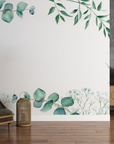 Papier peint fleuri - guirlande d'eucalyptus aquarelle