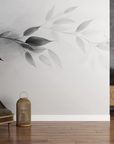 Papier peint nature - branches de saule en noir et blanc