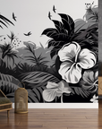 Nature wallpaper - tropical jungle in black and white