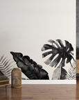 Papier peint nature - frise végétale en noir et blanc