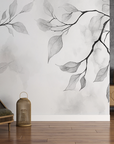 Papier peint nature - fines branches d'arbres monochromes