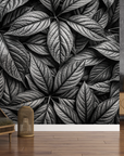 Nature wallpaper - black and white leaf carpet