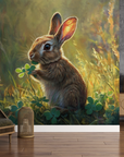 Papier peint animaux - lapin sur l'herbe au printemps