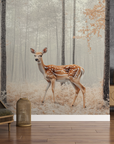 Papier peint animaux - biche solitaire dans la brume