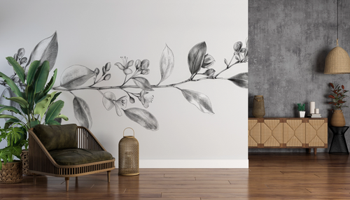 Nature wallpaper - black and white floral branch
