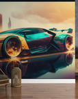 Papier peint voitures - supercar futuriste dorée
