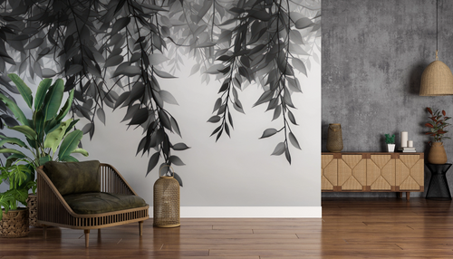 Nature wallpaper - hanging branches in black and white