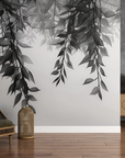 Papier peint nature - branches suspendues en noir et blanc