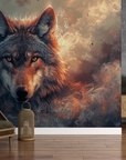 Papier peint animaux - loup mystique dans la brume