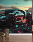 Papier peint voitures - voiture de sport noire de nuit