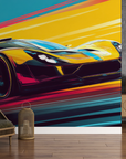 Papier peint voitures - voiture de sport futuriste jaune