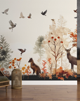 Papier peint nature - cerfs et animaux dans la forêt d'automne