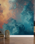 Nature wallpaper - mystical blue and orange clouds