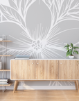 Papier peint fleuri - magnolia géant gris