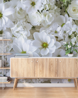 Papier peint fleuri - tapis marguerites blanches