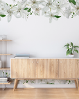 Papier peint fleuri - frise guirlande blanche