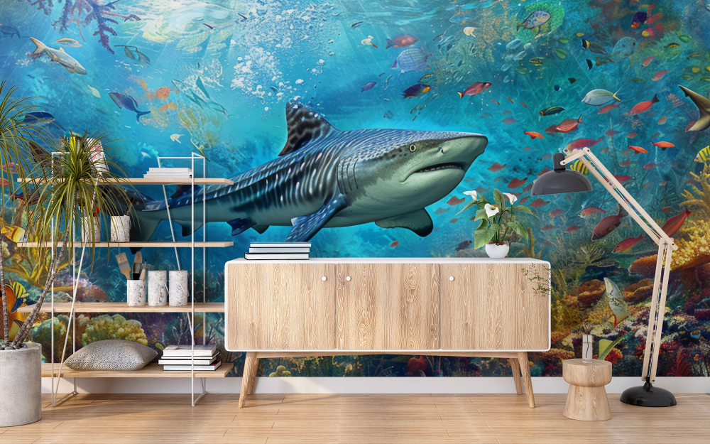 Papier peint animaux - requin barrière corail