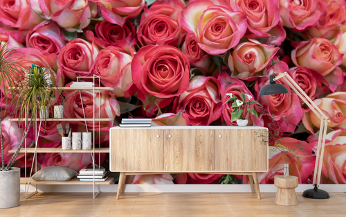 Floral wallpaper - dense red roses