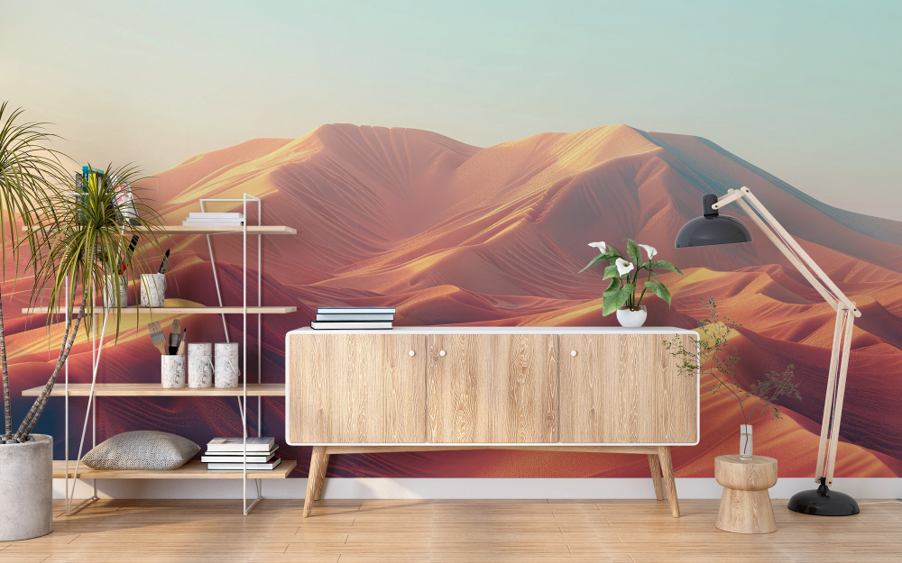 Papier peint déserts - dunes sable rose