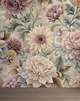 Papier peint fleuri - dahlia d'antan rétro