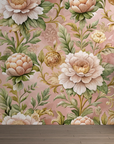 Papier peint fleuri - pivoines roses romantiques