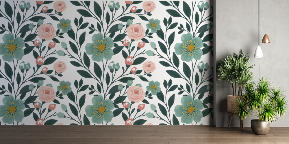 Papier peint fleuri - fleurs sauvages modernes