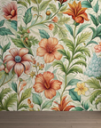 Papier peint fleuri - tapisserie pivoines rétro