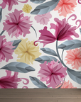 Papier peint fleuri - aquarelle pivoines fuchsia