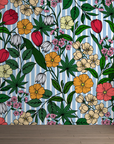 Papier peint fleuri - millefleurs champêtre coloré