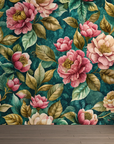 Papier peint fleuri - bouquets de roses d'antan