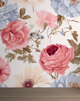 Papier peint fleuri - roses romantiques aquarelle