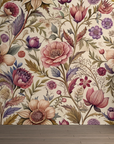 Papier peint fleuri - tapisserie dahlia baroque