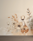 Papier peint fleuri - fleurs sépia bohème