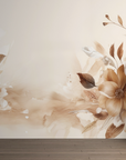 Papier peint fleuri - bouquet crème aquarelle