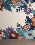 Papier peint fleuri - cadre sauvage bohème