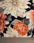 Papier peint fleuri - dahlias et chrysanthèmes d'automne