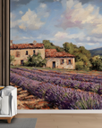 Papier peint campagne - domaine au milieu des lavandes