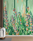 Papier peint fleuri - jardin de delphiniums